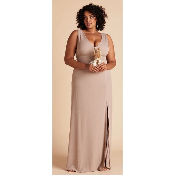 Birdy Grey Shamin Maxi Dress Crepe Womens Small Taupe Bridesmaid New - Picture 2 of 10